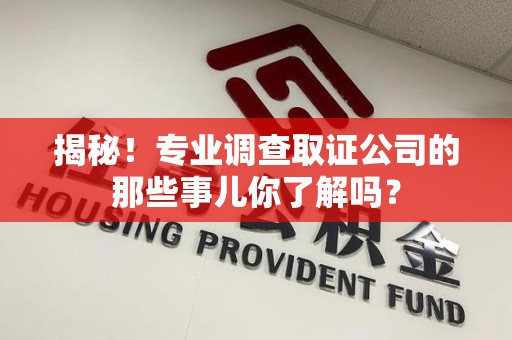 定南揭秘！专业调查取证公司的那些事儿你了解吗？