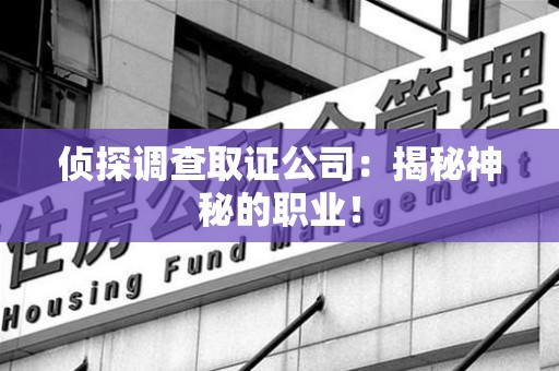 定南侦探调查取证公司：揭秘神秘的职业！