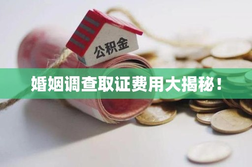 定南婚姻调查取证费用大揭秘！