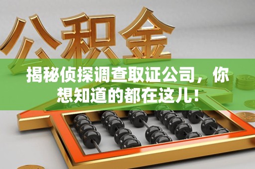 定南揭秘侦探调查取证公司，你想知道的都在这儿！