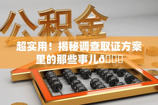 定南超实用！揭秘调查取证方案里的那些事儿😎