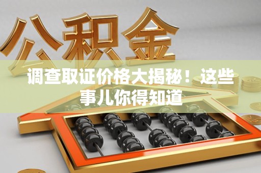 定南调查取证价格大揭秘！这些事儿你得知道