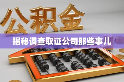 定南揭秘调查取证公司那些事儿