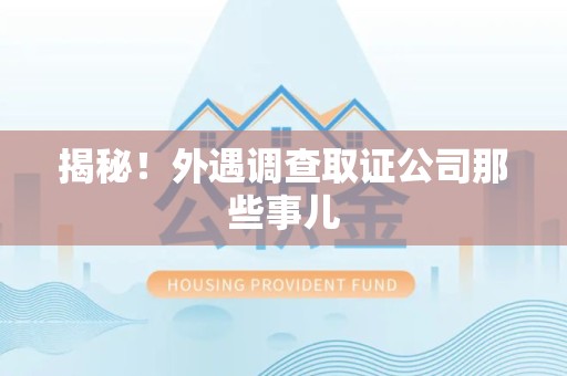 定南揭秘！外遇调查取证公司那些事儿