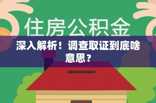 定南深入解析！调查取证到底啥意思？
