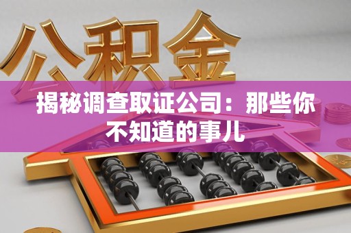 定南揭秘调查取证公司：那些你不知道的事儿