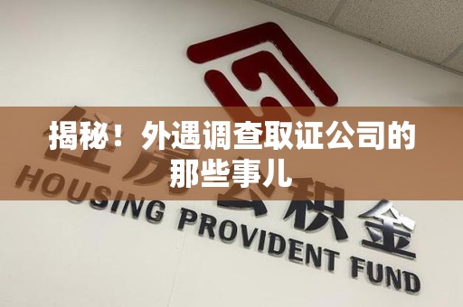 定南揭秘！外遇调查取证公司的那些事儿