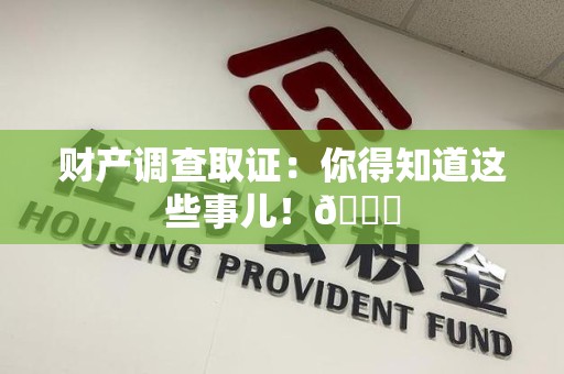 定南财产调查取证：你得知道这些事儿！😎