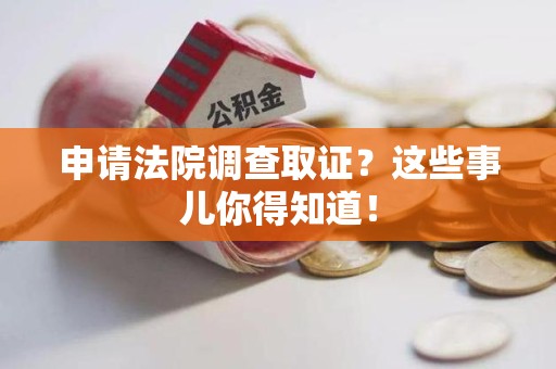 定南申请法院调查取证？这些事儿你得知道！