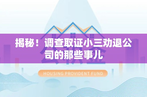 定南揭秘！调查取证小三劝退公司的那些事儿