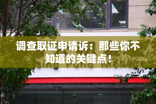定南调查取证申请诉：那些你不知道的关键点！