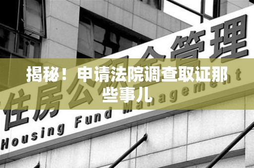 定南揭秘！申请法院调查取证那些事儿